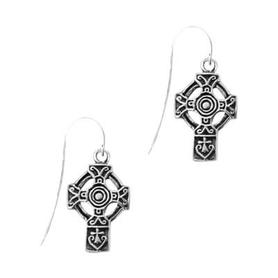 Celtic Cross Silver Drop Earrings 0066