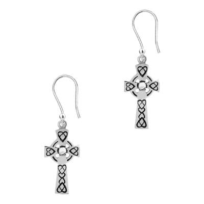 Celtic Cross Silver Drop Earrings 9062