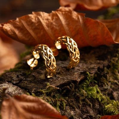 Celtic Knot Scottish Hoop Earrings Gold Finish 0563G