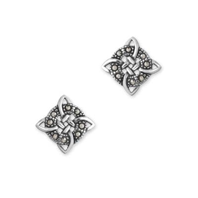 Celtic Knot Silver Stud Earrings with Marcasite 9463