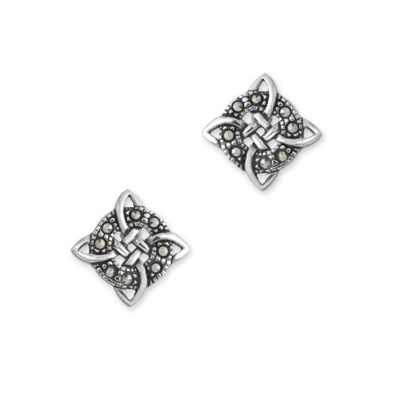 Celtic Knot Silver Stud Earrings with Marcasite 9463