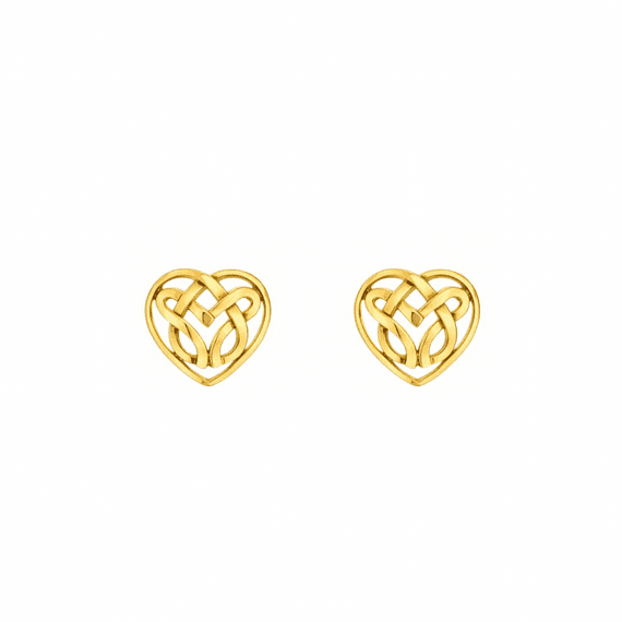 Celtic Knot Small Heart Stud Earrings Gold Finish 0866G