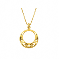 Celtic Knotwork Pattern Open Circle Pendant Gold Finish 0858G