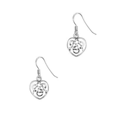 Celtic Knotwork Silver Heart Drop Earrings 'Dee' 0887