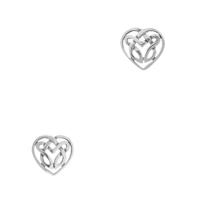 Celtic Knotwork Silver Heart Stud Earrings 'Nuala' 0866