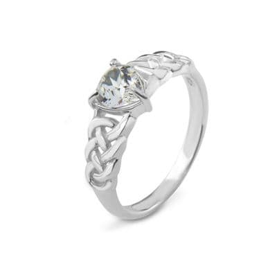 Celtic Knotwork Silver Ring with Swarovski 9384