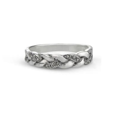Celtic Silver Band Ring with Marcasite 9626
