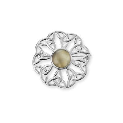 Celtic Silver Brooch with Agate Gemstone 9559