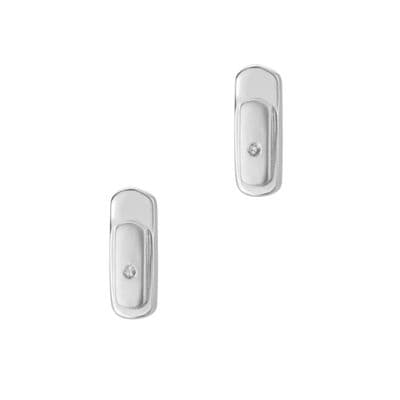 Celtic Silver Contemporary Two Tone Earrings with Real Diamond 0144