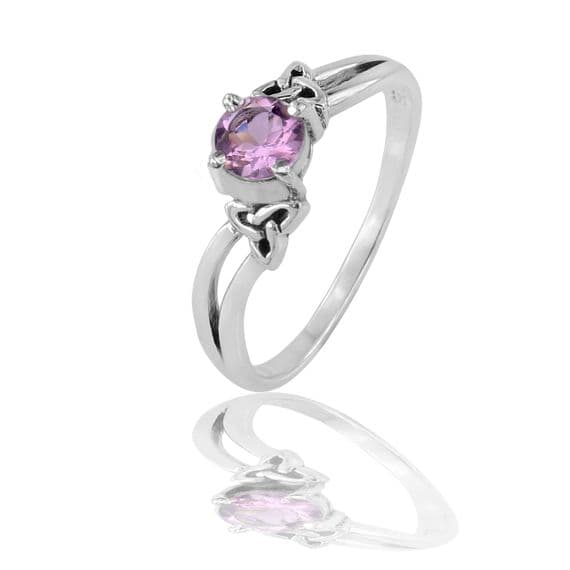 Celtic Silver Engagement Ring with Amethyst 9143