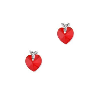 Celtic Silver Heart Earrings with Red Swarovski 9481