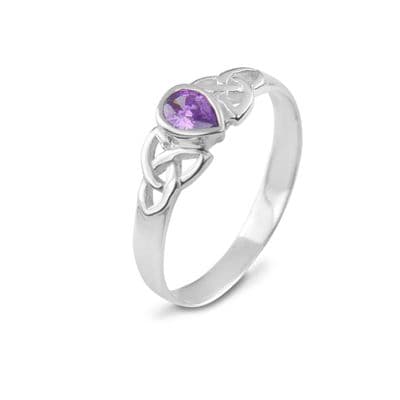 Celtic Silver Ring with Amethyst colour stone 9395