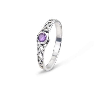 Celtic Silver Ring with Amethyst colour stone 9454