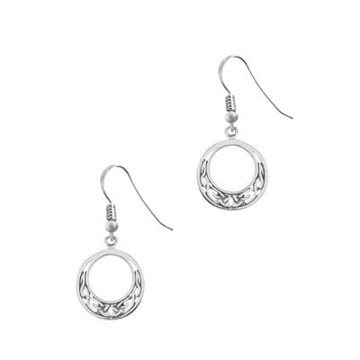 Celtic Silver Round Drop Earrings 'Donalda' 0850