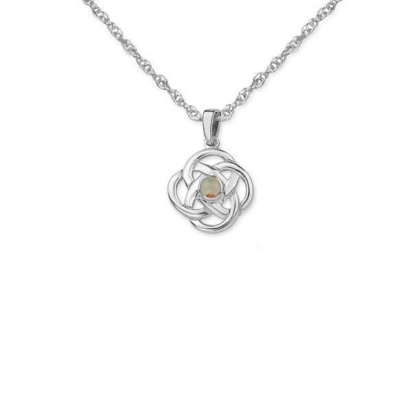 Celtic Sterling Silver Round Knot Pendant with Agate Gemstone 9530