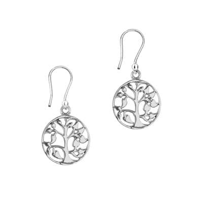 Celtic Tree of Life Silver Round Earrings 9024