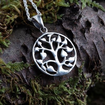 Celtic Tree of Life Silver Round Pendant 9031