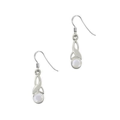 Celtic Trinity Knot Silver Birthstone Drop Earrings Small June - Moonstone 9017