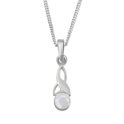 Celtic Trinity Knot Silver Birthstone Pendant Small June - Moonstone 9005