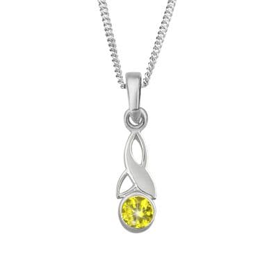 Celtic Trinity Knot Silver Birthstone Pendant Small November - Topaz 9010