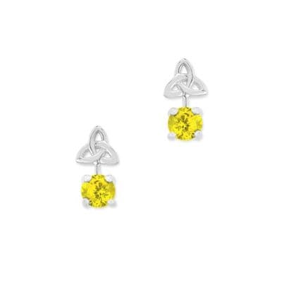 Celtic Trinity Knot Silver Birthstone Stud Earrings November - Topaz 9512