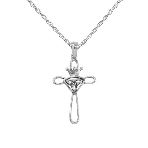 Celtic Trinity Knot Silver Cross Pendant 9248