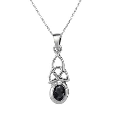 Celtic Trinity Knot Silver Pendant with Black colour stone 9152