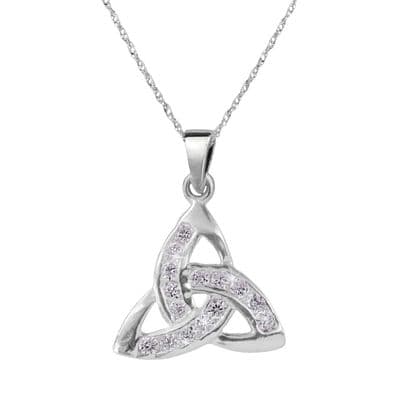 Celtic Trinity Knot Silver Pendant with Cubic Zirconia 9150