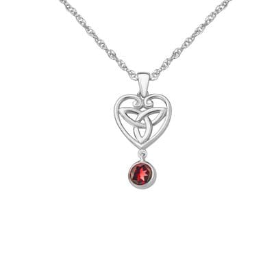 Celtic Trinity Knot Silver Pendant with Garnet 9329