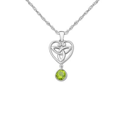 Celtic Trinity Knot Silver Pendant with Peridot 9329