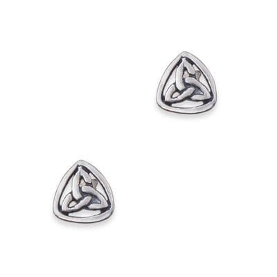 Celtic Trinity Knot Silver Triangle Stud Earrings 9665