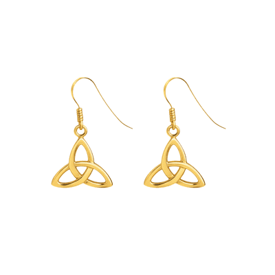 Celtic Trinity Knot Small Drop Earrings Gold Finish 0068G