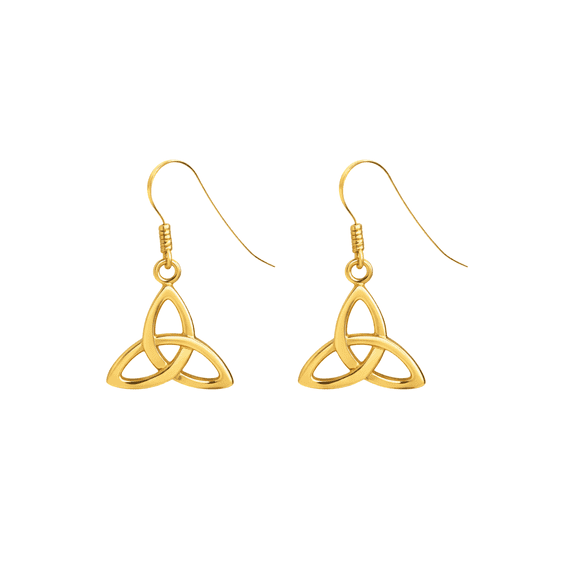 Celtic Trinity Knot Small Drop Earrings Gold Finish 0068G