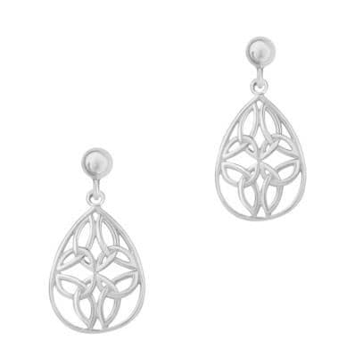Celtic Trinity Knots Silver Oval Stud Earrings 9412