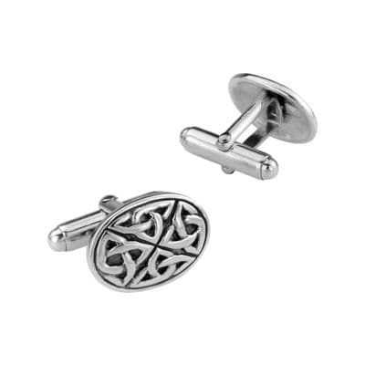 Celtic Trinity Knots Silver Plated Oval Cufflinks 9200
