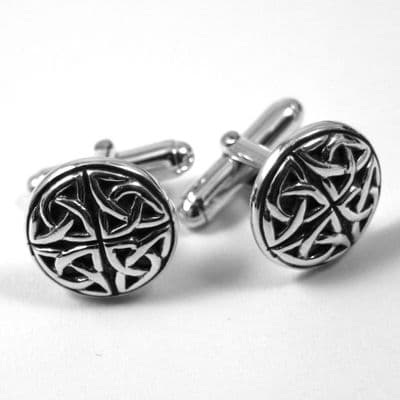 Celtic Trinity Knots Silver Round Cufflinks 0687