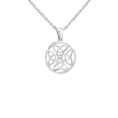 Celtic Trinity Knots Silver Round Pendant 9392