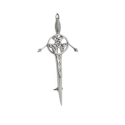 Celtic Trinity Knots Silver Sword Kiltpin 0676