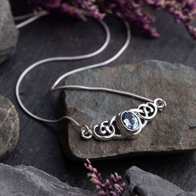 Celtic Turquoise Stoned Silver Necklace 2408