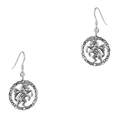 Celtic Unicorn Silver Round Drop Earrings 1025