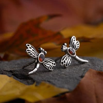 Dragonfly in Amber Stud Earrings 2402