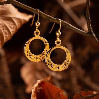 Gold Celtic Drop Earrings 0850G