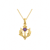 Gold Thistle Pendant with Amethyst 9144G