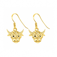 Hamish Highland Cow Scottish Drop Earrings Gold Finish 2405G