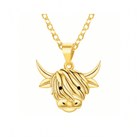Hamish Highland Cow Scottish Pendant Gold Finish 2404G