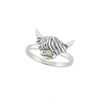 Hamish Highland Cow Sterling Silver Scottish Ring with Cairngorm Stone 2610