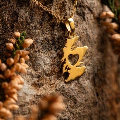 Heart of Scotland Map Pendant Gold Finish 9820G