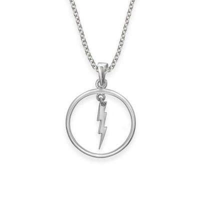 Lightning Bolt Silver Circle Pendant 9972