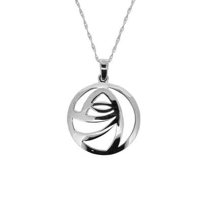 Mackintosh Glasgow Rose Round Silver Pendant Large 1056