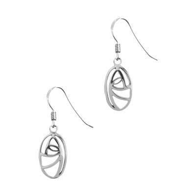 Mackintosh Glasgow Rose Silver Drop Earrings 0093